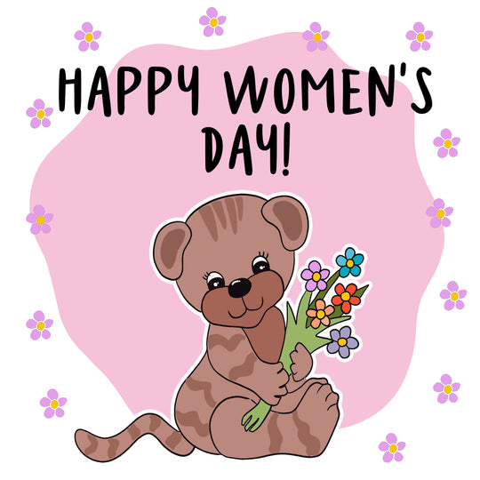 Cute Teddy Happy Women's Day Card