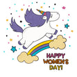 Rainbow Unicorn Happy Women's Day Card Season_International Women’s Day, greeting_card, Recipient_For Kids