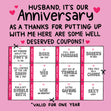 Happy Anniversary Husband Well Deserved Coupons Card Occasion_Anniversary Occasion_Wedding Anniversary Style_Funny
