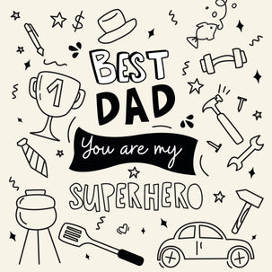 Dad You Are My Superhero Doodle Card
