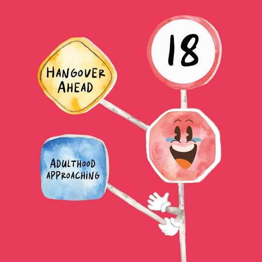 Warning Road Sign 18th Birthday Card