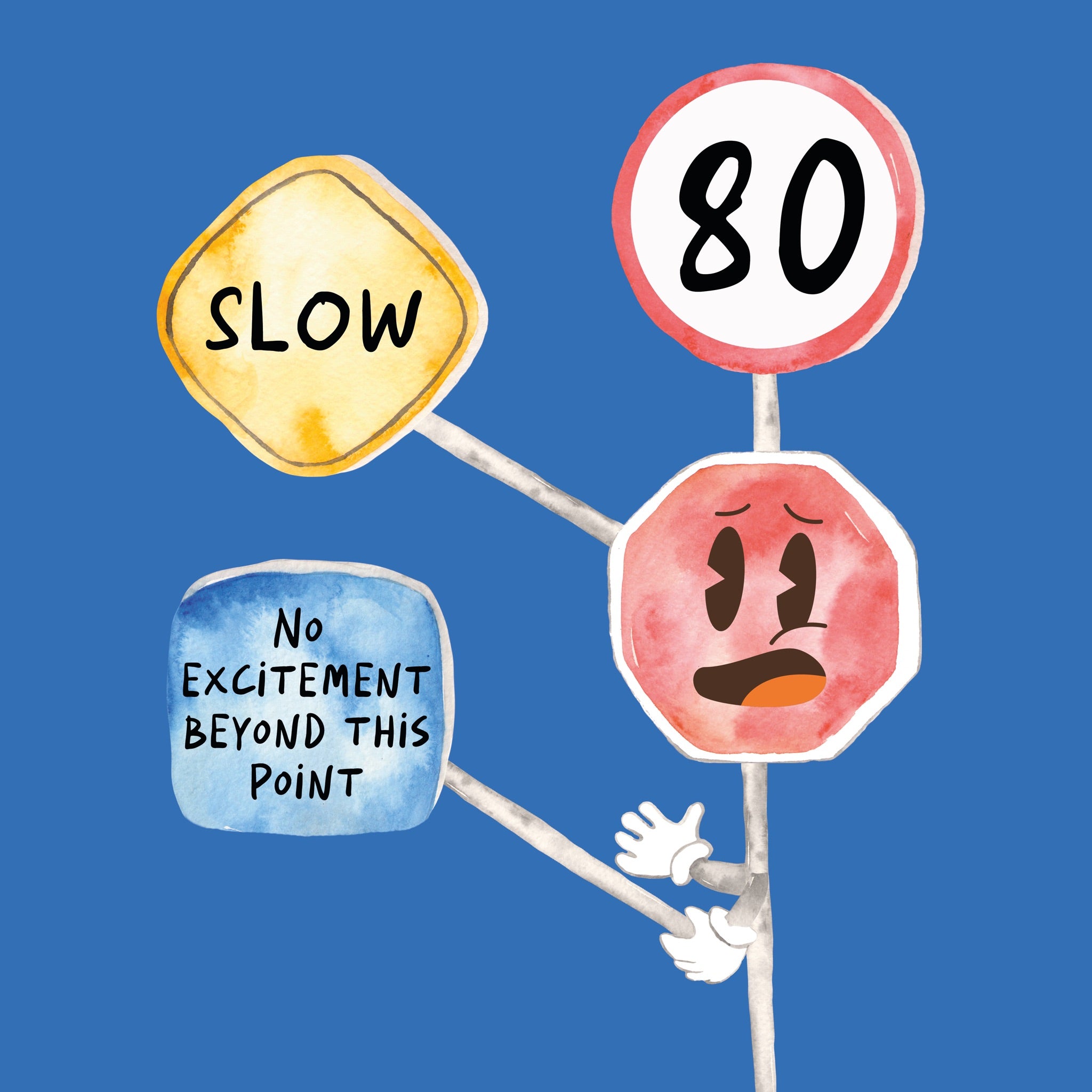 Warning Road Sign 80th Birthday Card – Boomf