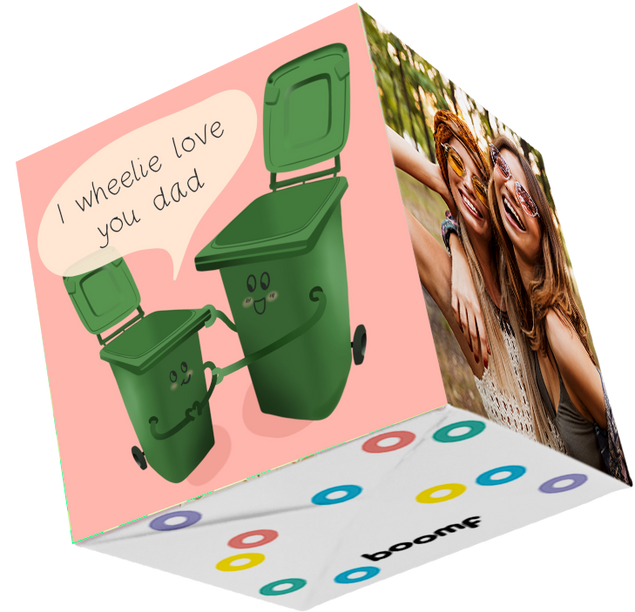 Wheelie Love You Dad Bomb 3D Cube Card