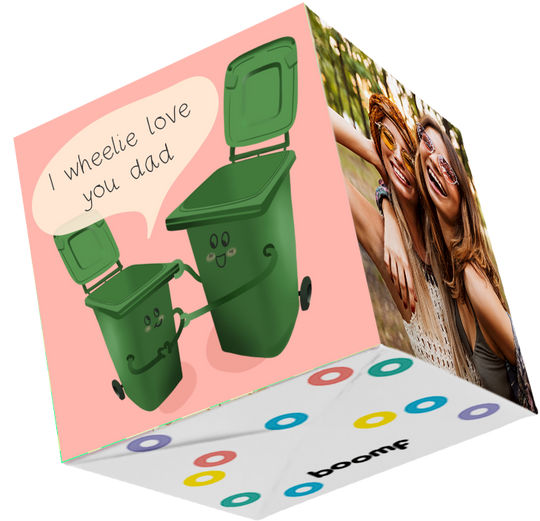 Wheelie Love You Dad Bomb 3D Cube Card