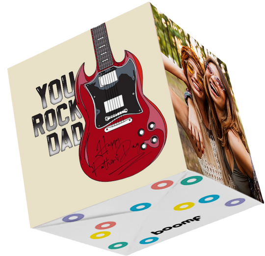 You Rock Dad Bomb 3D Cube Card