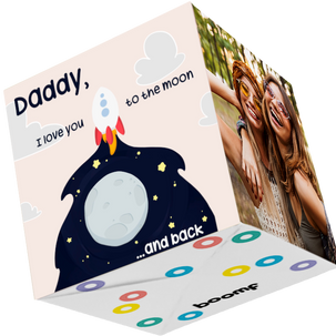 Daddy Love You To The Moon And Back Bomb 3D Cube Card
