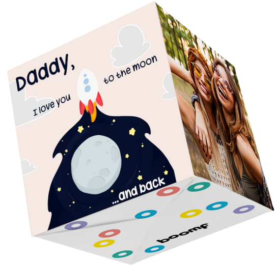 Daddy Love You To The Moon And Back Bomb 3D Cube Card