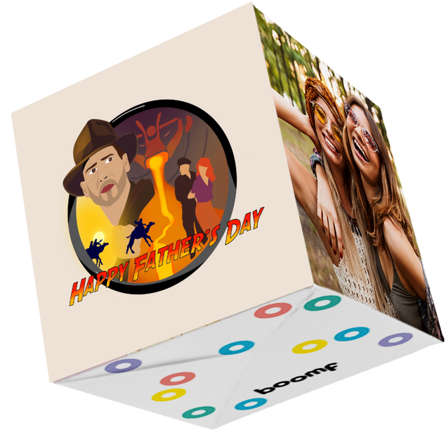 Indiana Jones Bomb 3D Cube Card