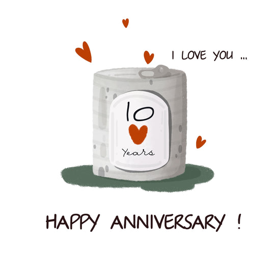 I Love You Happy 10th Wedding Anniversary Card