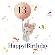 Happy 13th Birthday Cute Bunny With A Pik Balloon