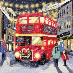 Merry Christmas And Happy New Year Red Bus Card Season_Christmas Theme_Traditional