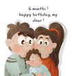 Cute Family Happy Birthday Card Milestone Age_6th Month