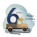 Blue Background Car Happy Birthday Card