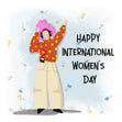 Dancing Girl Happy International Women's Day Card Season_International Women’s Day, greeting_card, Style_Cute
