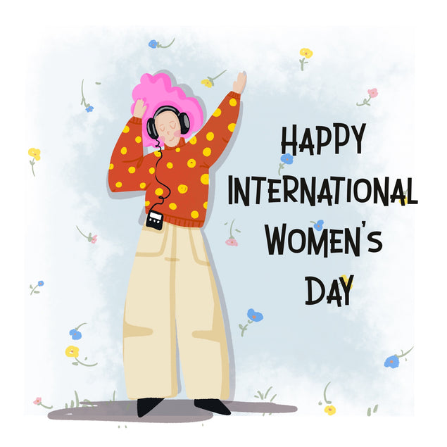 Dancing Girl Happy International Women's Day Card Season_International Women’s Day, greeting_card, Style_Cute