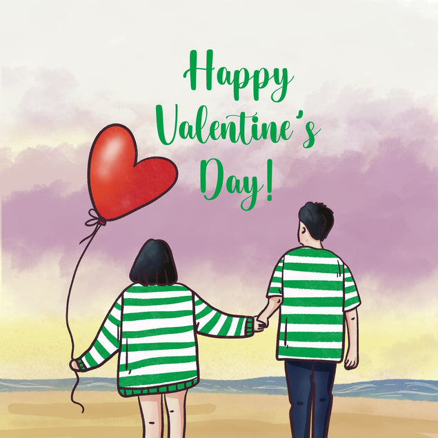 Cute Couple Watching Sunset Valentine's Day Card Season_Valentine’s Day, Theme_Celtic