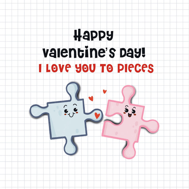 Cute Puzzle Pieces Valentine's Day Card Season_Valentine’s Day, Seo_Puzzle, Style_Funny