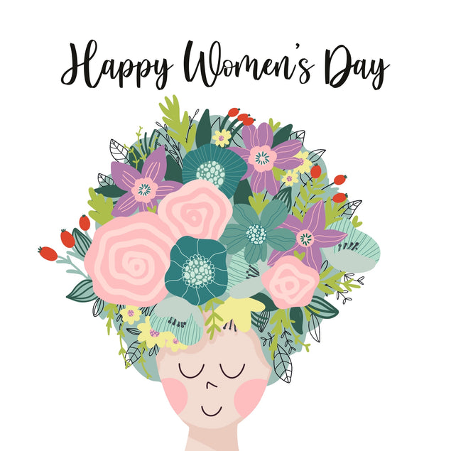 Cute Flower Hair Happy Women's Day Card Season_International Women’s Day, greeting_card, Style_Cute