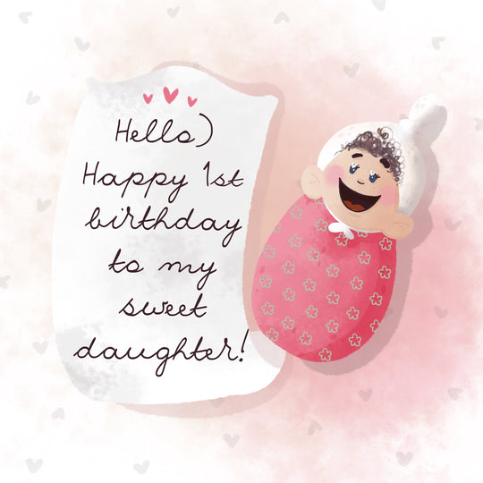 Happy 1st Birthday Daughter Smiling Baby