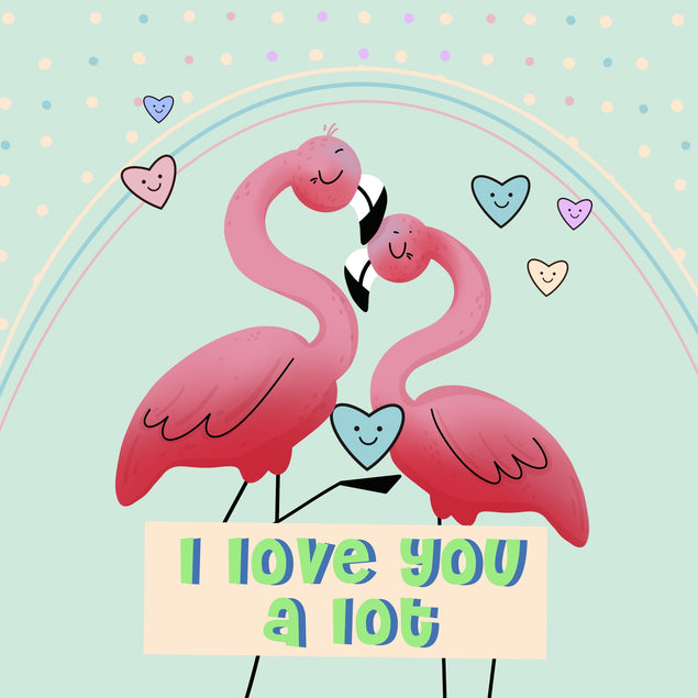 I Love You A Lot Two Flamingos And Little Hearts Valentine's Day Card Season_Valentine’s Day Seo_Flamingo