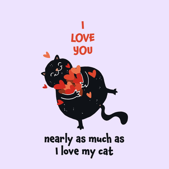 Cat With Hearts I Love You Card