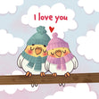 Warm Dressed Bird Couple Happy Valentine's Day Card Season_Valentine’s Day, Theme_Bird
