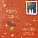 Merry Christmas Wonderful Godson Bunny's Ears Stamp Red Card