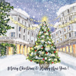 Merry Christmas And Happy New Year Magnificent Christmas Tree On The Square Card Season_Christmas Theme_Traditional