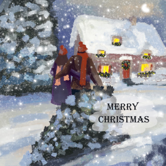 Merry Christmas Snowy Landscape Christmas Card