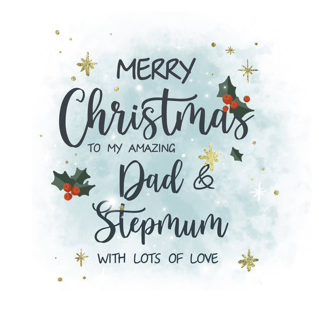Mery Christmas Amazing Dad And Stepmum Lots Of Love Card Season_Christmas Recipient_For Dad Recipient_For Stepmum