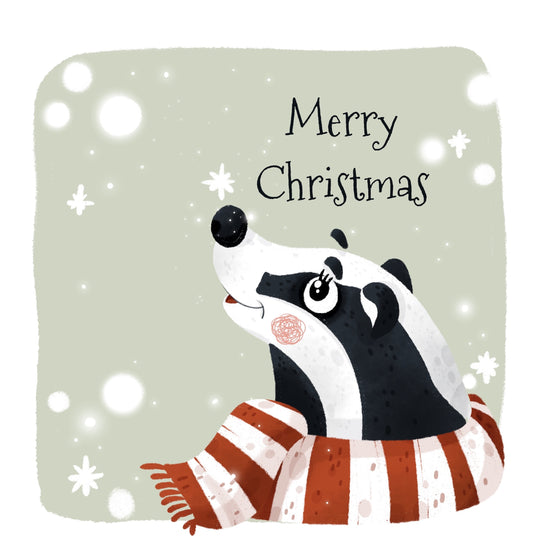 Merry Christmas Cute Badger Card