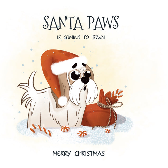 Santa Paws Is Coming To Town Cute Shih-Tzu Christmas Card Season_Christmas Seo_Shih Tzu