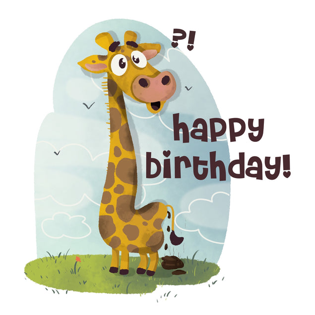 Funny Confused Giraffe Happy Birthday Card Seo_Giraffe