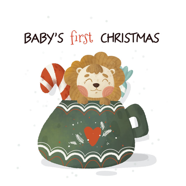 Cute Little Lion Happy 1st Christmas Card Season_Christmas Seo_First Recipient_For Grandson