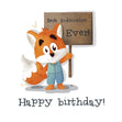 Cute Little Fox Happy Birthday Godmother Card Seo_For Godmother