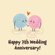 Happy 7th Wedding Anniversary Cute Balls Of Yarn Card