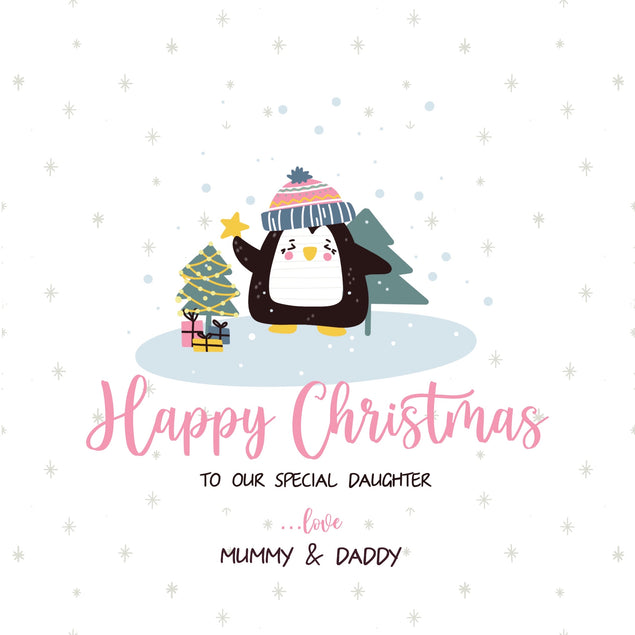 Happy Christmas Special Daughter Adorable Penguin Card Season_Christmas Seo_Like a Daughter