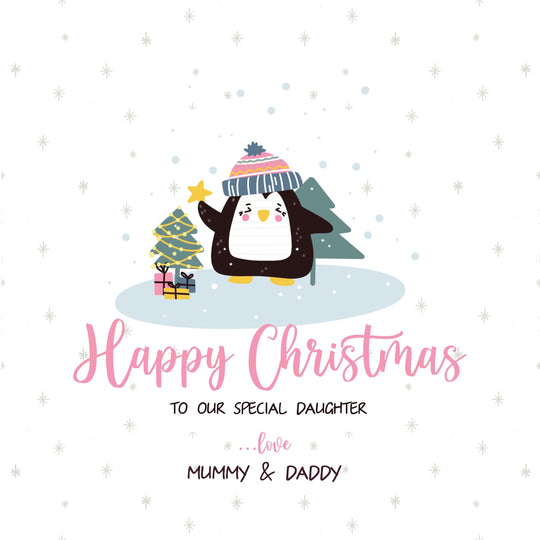 Happy Christmas Special Daughter Adorable Penguin Card