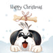 Happy Christmas Cute Shih-Tzu And A Bone Card