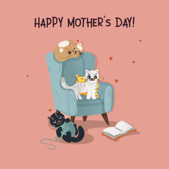 Three Cats Happy Mother's Day Card