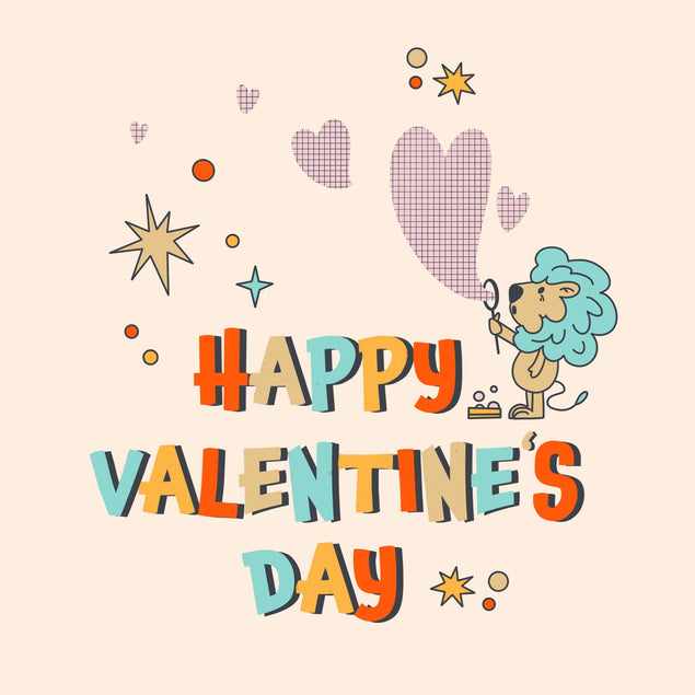 Happy Valentine's Day Adorable Lion Making Soap Bubbles Card Season_Valentine's Day Seo_Lion