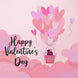 Happy Valentine's Day Huge Pink Heart-Shaped Balloons Card