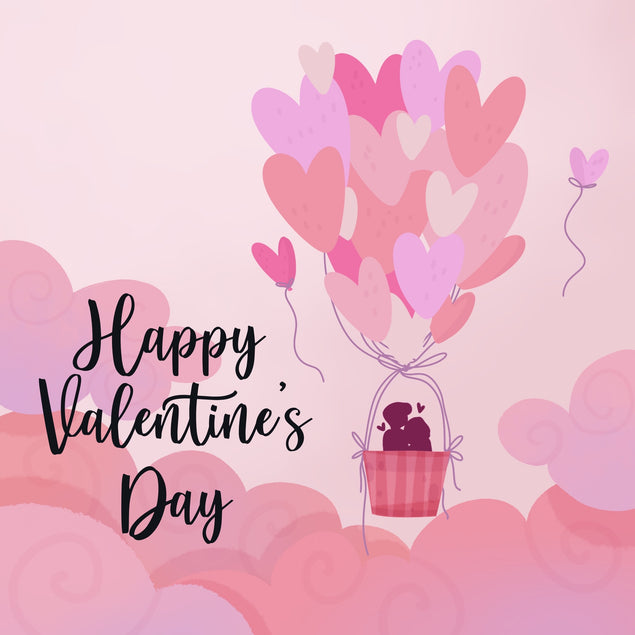 Happy Valentine's Day Huge Pink Heart-Shaped Balloons Card Season_Valentine's Day Theme_Traditional