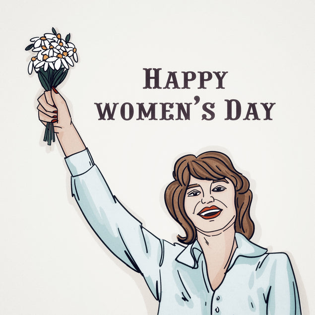Woman With Flowers Happy Women's Day Card Season_International Women’s Day, greeting_card, Style_Vintage