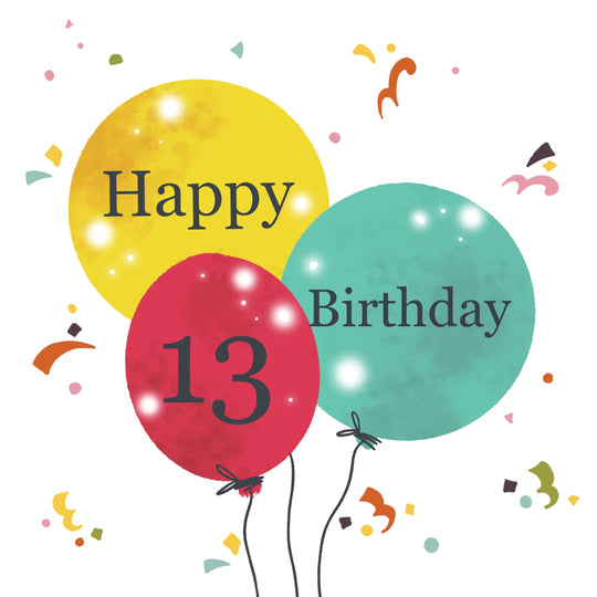 Happy 13th Birthday Colourful Balloons