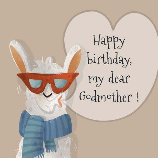 Cool Llama Happy Birthday Godmother Card