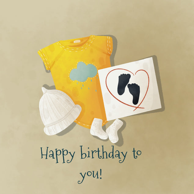 Baby Clothes Happy Birthday Card Seo_From Bump Recipient_For Dad