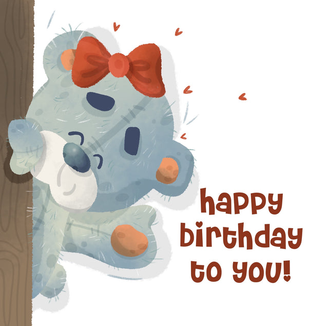 Teddy Bear With Ribbon Happy Birthday Card Seo_Tatty Teddy Occasion_Birthday