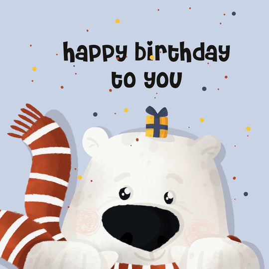 Cute Polar Bear With Gift Happy Birthday Card