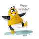 Penguin Playing In The Rain Happy Birthday Card